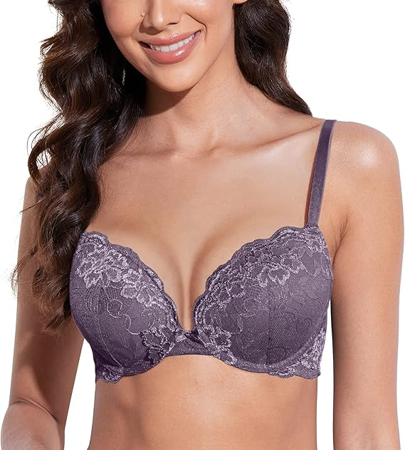 Women’s Push Up Lace Bra Comfort Padded Underwire Bra Lift Up