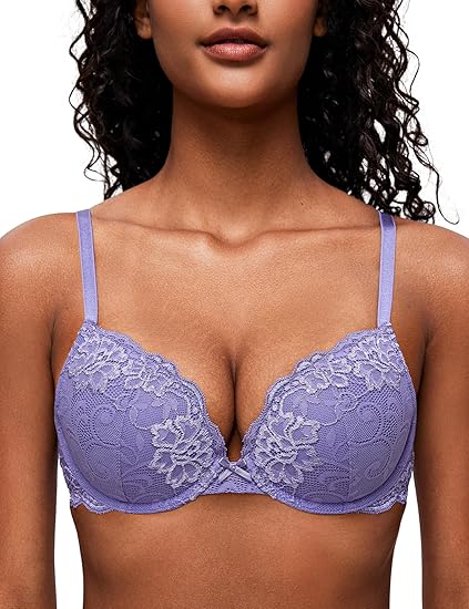 Women’s Push Up Lace Bra Comfort Padded Underwire Bra Lift Up
