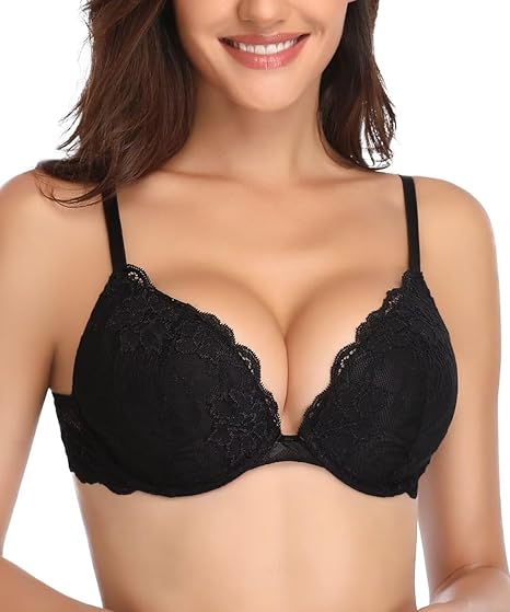 Women’s Push Up Lace Bra Comfort Padded Underwire Bra Lift Up